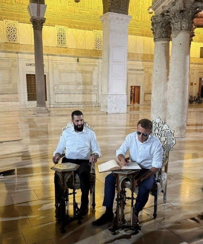 ماکرون از مسجد اموی دمشق بازدید کرد+ فیلم